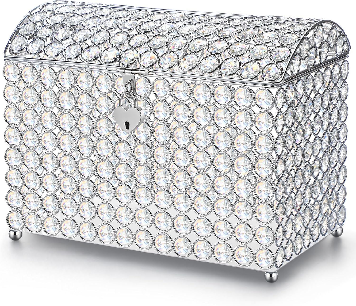 Nitial Crystal Wedding Card Box with Heart Lock