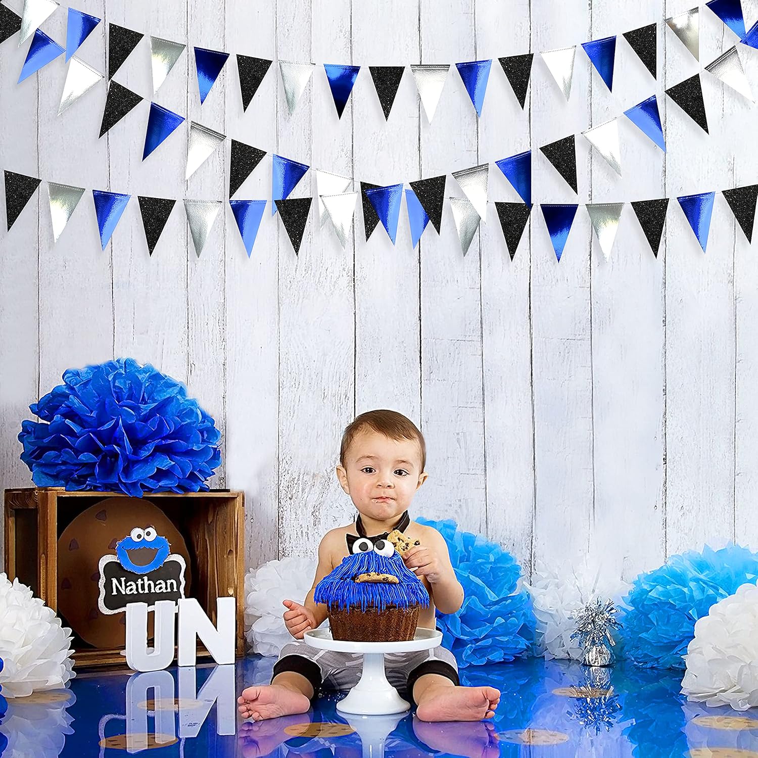 30 Ft Royal Blue Triangle Flag Bunting for Parties