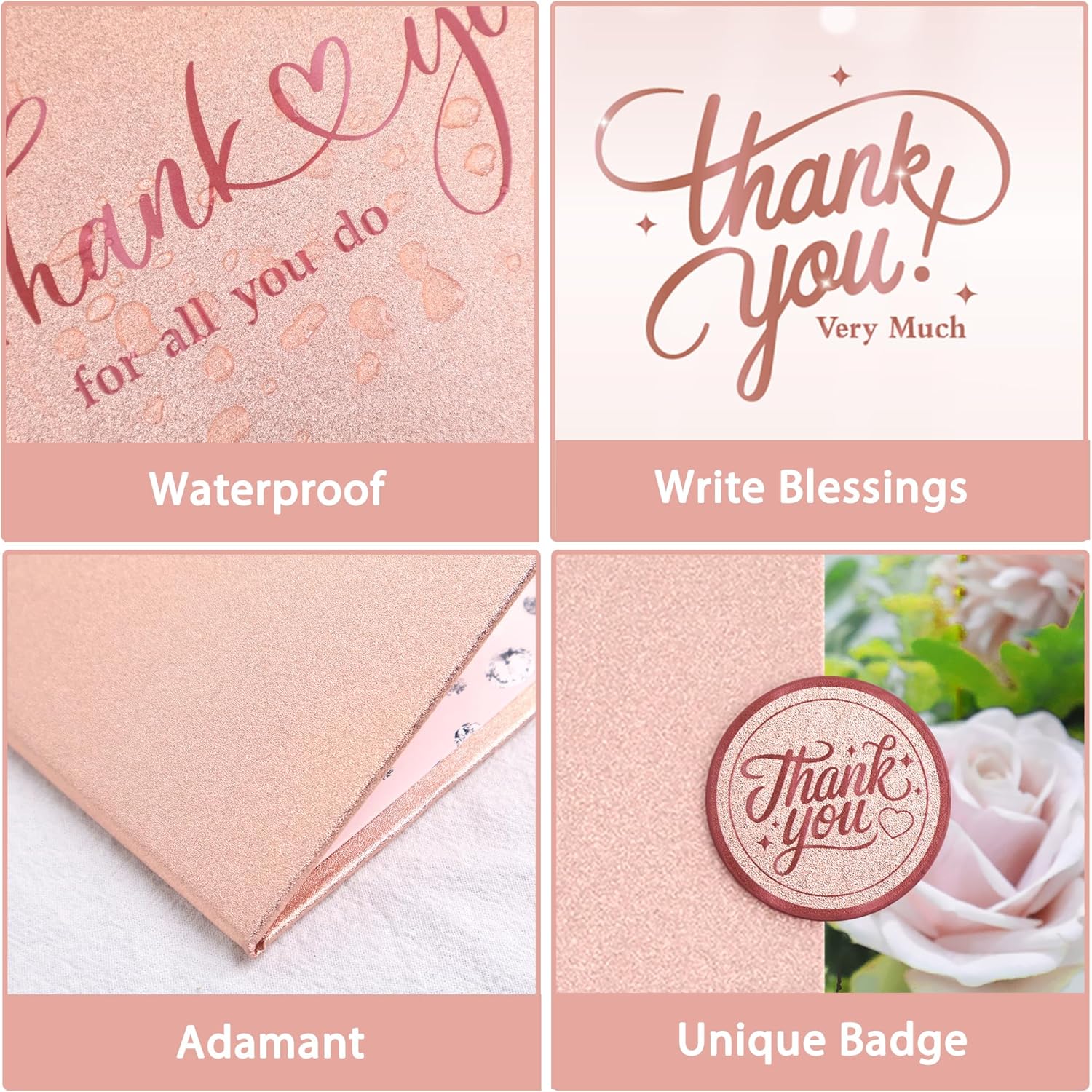 Vlipoeasn Thank You Signature Book Rose Gold Guestbook Alternative