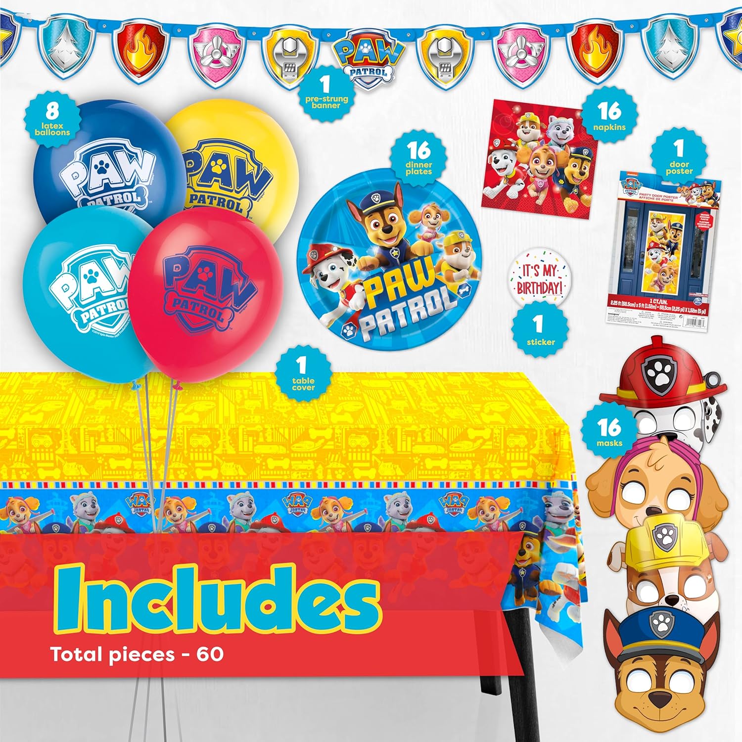 Paw Patrol Birthday Decorations Set Serves 16