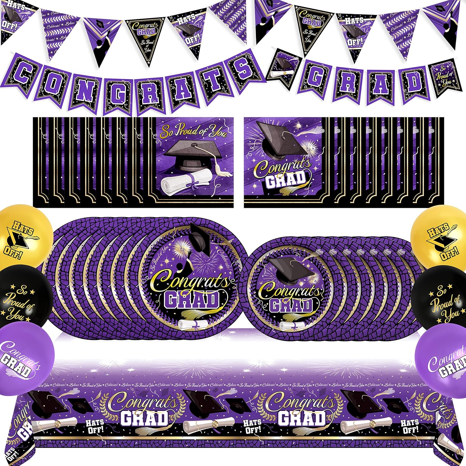 Treasures Gifted Purple Graduation Decorations Set 16