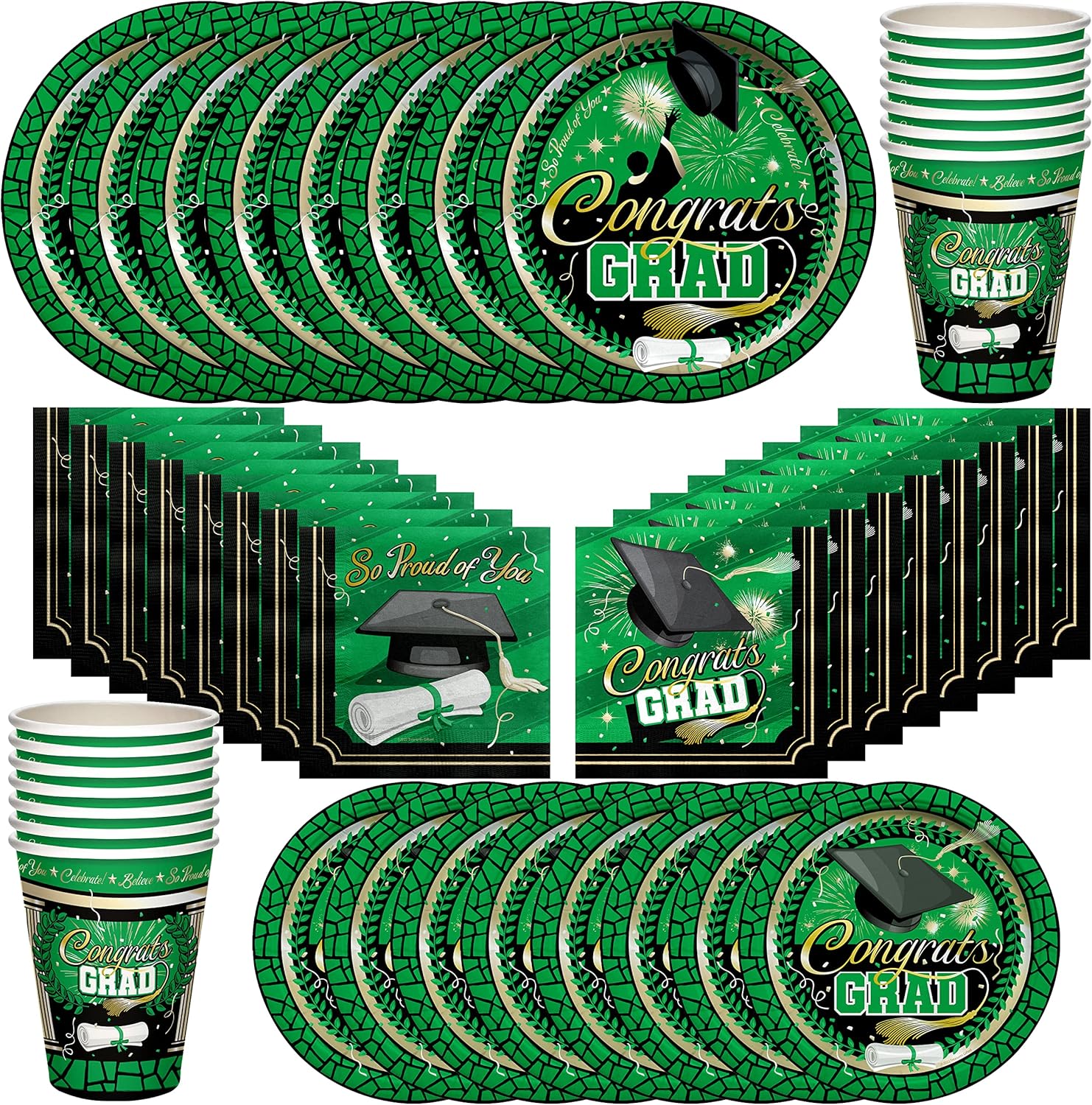 Treasures Gifted Green Graduation Decor Set - 24 Pieces