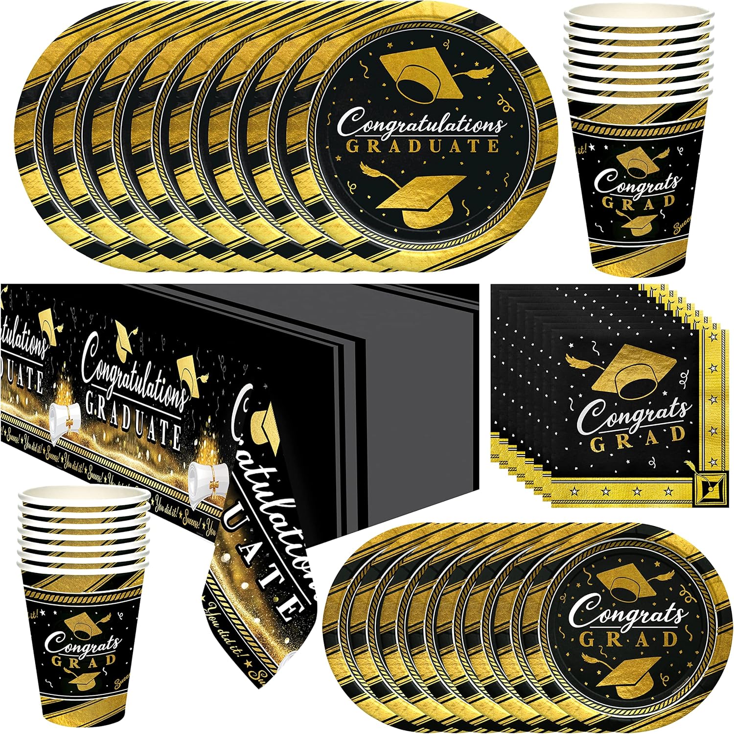 Treasures Gifted Gold Graduation Decor Set - 24 Piece Party Pack