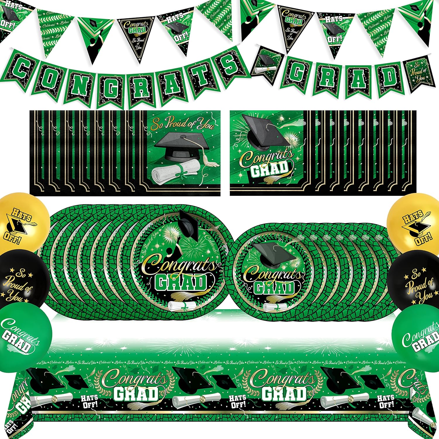 Treasures Gifted Green 2025 Graduation Decor Set