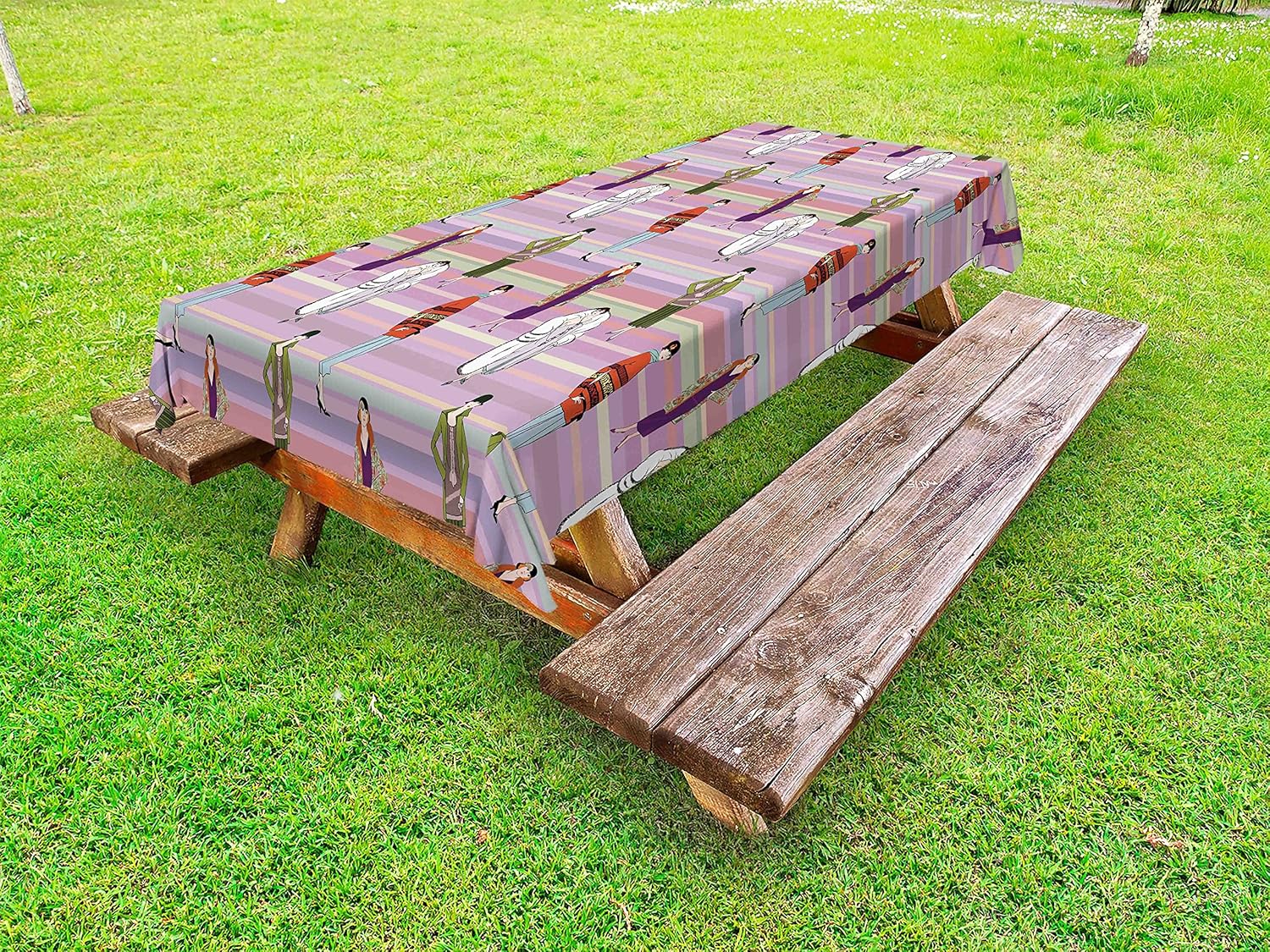 Lunarable Colorful Outdoor Tablecloth 58x104