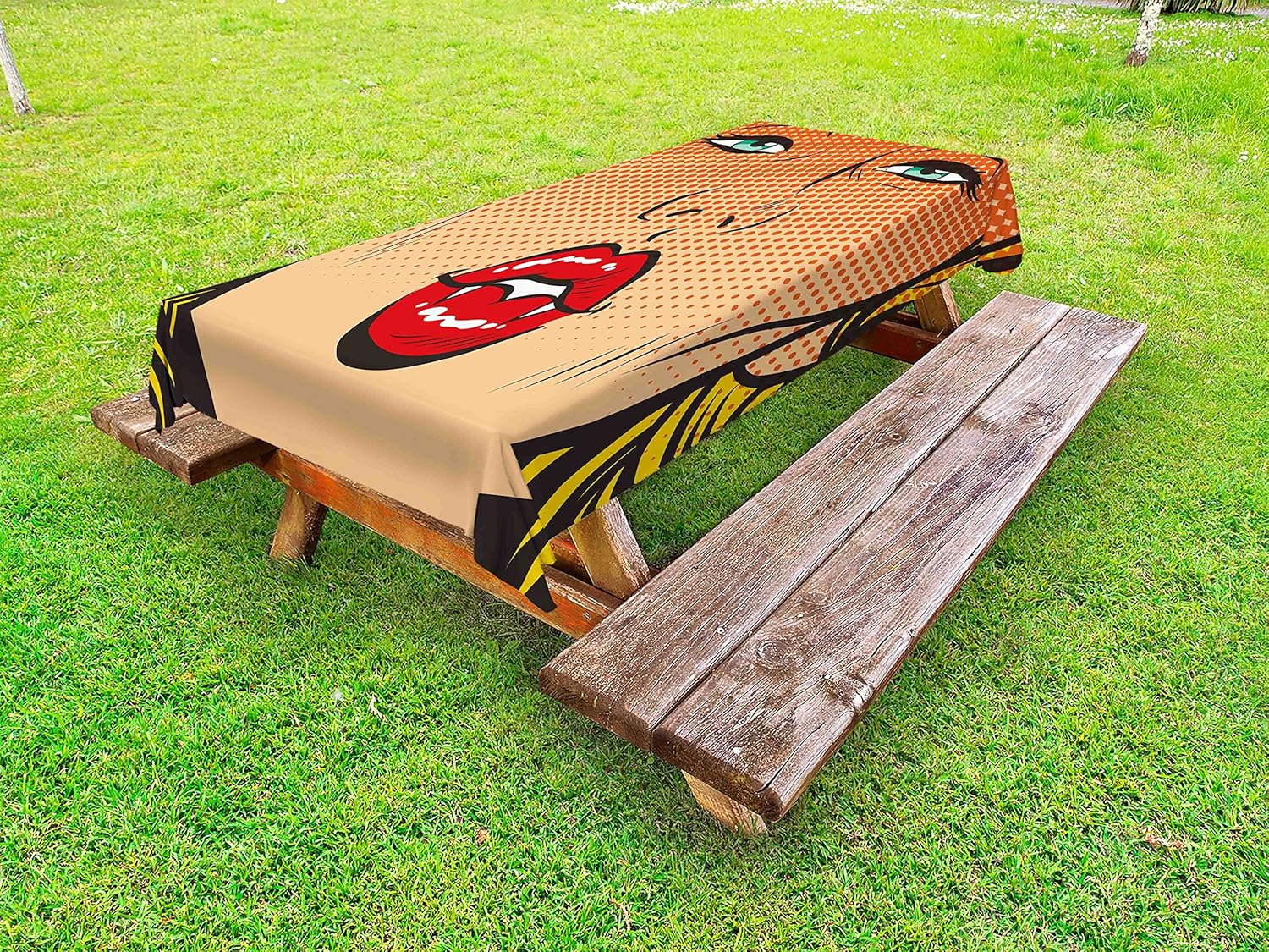 Lunarable Vampire Tablecloth 58x84 Pop Art Style